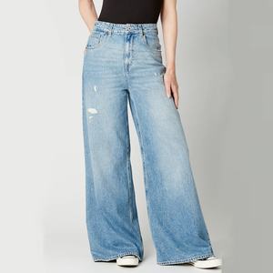 Pantalones Vaqueros Anchos de Mujer Estilo Boyfriend, Lavado Azul, Cintura Baja, Súper Holgados, Personalizados al por Mayor - Product Image 2