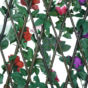 Faux Ivy <span class=keywords><strong>Leaves</strong></span> <span class=keywords><strong>Fence</strong></span> Decor recinzione artificiale espandibile con fiori - Product Image 3