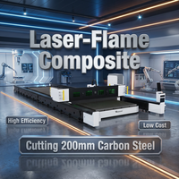 Machine de découpe composite laser flamme à double fonction, découpeuse combinée laser fibre et flamme pour structure en acier au carbone de 200 mm d'épaisseur
