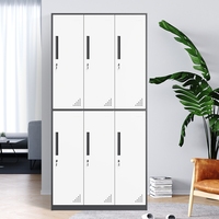 Casier de rangement métallique à 6 portes, armoire en acier, revêtement poudré couleur RAL pour salle de sport, piscine, vestiaire