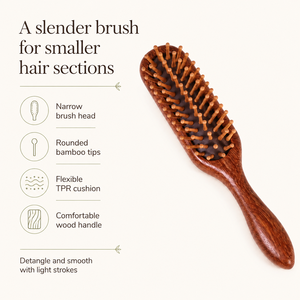Schlanke Holz-Haarbürste mit Bambusstiften zum Entwirren, Kopfhautmassage, Täglicher Pflege, Salon und Heimgebrauch, Haarpflege mit Eigenem Logo - Product Image 4