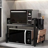 Support de four à micro-ondes en métal à 2 niveaux réglable, design luxueux, pour rangement sur comptoir de cuisine (vente en gros)