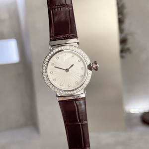 Montres pour femmes, marque de luxe, montres à quartz Dream, 28 mm, acier, cristal saphir, lunette sertie de diamants, bracelet en cuir véritable - Product Image 3