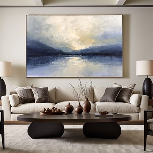 Pintura Texturizada, Arte Contemporáneo para Pared, Lienzo, Pintura al Óleo de Atardecer sobre Lago Sereno, Reflejos de Agua Tranquila, Arte para el Hogar y la Galería - Product Image 6