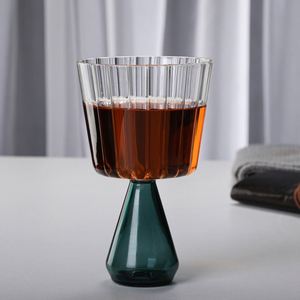 High Borosilicate Striped Coffee Cup Hand Blown Glasses <b>Wine</b> Glass <b>Goblet</b> - Product Image 1