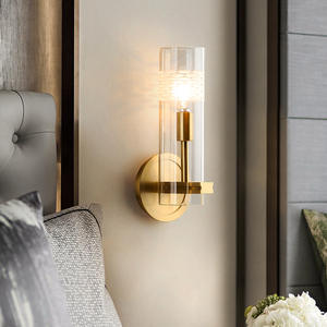Lámpara de Pared de Cristal de Lujo Posmoderno Totalmente en Cobre, Estilo Nórdico, Iluminación de Pared de Fondo para Comedor, Dormitorio, Pasillo - Product Image 2