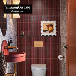 Carrelage mosaïque en céramique rouge <span class=keywords><strong>Cora</strong></span>, salle de bain, douche, mur, café-bar, restaurant, centre commercial, dosseret, carreaux en porcelaine - Product Image 1