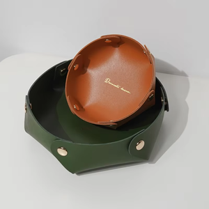 Plateau de rangement de bureau en cuir PU minimaliste avec logo personnalisé, organisateur multifonctionnel pour clés, bijoux, cosmétiques - Product Image 1