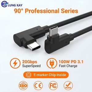 Cable USB 3.1 Tipo C en Ángulo Recto LUNGKAY Personalizado, PD100W 5A 20Cbps, Chip E-Mark, Cobre Estañado, Carga Rápida para Móviles y Computadoras - Product Image 1