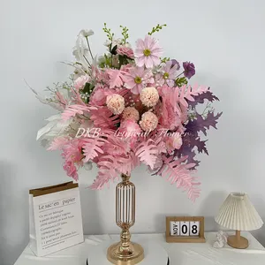 Büyüleyici düğün masa çiçekler ipek dekoratif dekor için güller şakayık ile yapay çiçekler