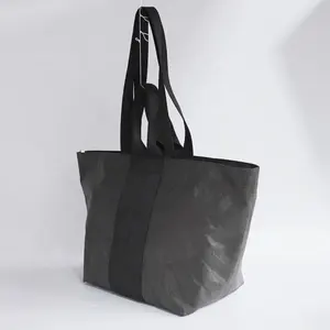 Advanced Customization Reusable Heavy Duty Dupont Coated Duffle Shopping Bag Washable Tyvek Paper Women's Tote Bag With Zipper