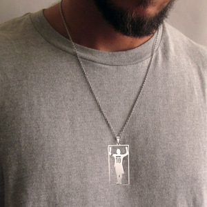 Collana con Ciondolo a Forma di Diamante Cavo in Rame con Catena in Bambù, Stile Hip Hop Sportivo Europeo e Americano, per Partite di Football e Champions League - Product Image 3