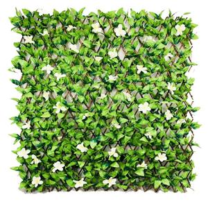 High Quality <strong>Artificial</strong> Boxwood Leaf Hedage <strong>With</strong> White Clematis <strong>Trellis</strong> <strong>Flowers</strong> - Product Image 3