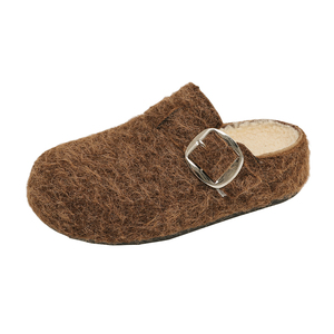 New Ecofriendly Women <strong>Felt</strong> <strong>Clogs</strong> Plush Inside Winter Warm Shoes Outdoor Slip-on Cute Buckle Fur Girls Mules Low Price Export - Product Image 2