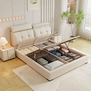 Cama Doble de 1.8m Estilo Italiano con Almacenamiento, Cojín Suave, Base Baja, Diseño Moderno, Cama Matrimonial para Recámara Principal - Product Image 4
