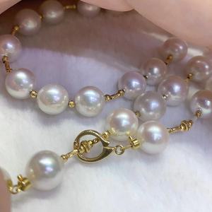 Versatile Natural White <b>Pearl</b> <b>Necklace</b> 10-9mm Flawless 18K <b>Gold</b>-Plated 70cm Long - Product Image 3