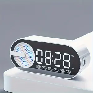 Hot Selling Electronic Gadgets LED Tiny Sound Bar TF Card Rechargeable Radio Mini Wireless Bluetooth Speaker With Alarm Clock