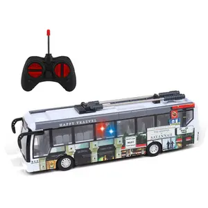 Оптовая продажа, модель Радиоуправляемый автобус, автомобиль, детская пластиковая подарочная игрушка, 4Ch 1/32, игрушки с дистанционным управлением, электрический автобус с подсветкой