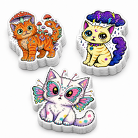 Autocollant personnalisé drôle de chat de dessin animé, autocollant psychédélique amusant, autocollant en vinyle découpé sur mesure, autocollant imperméable pour bouteilles d'eau