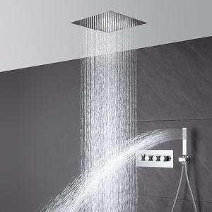 Aideal Ensemble de douche à deux voies dissimulé 40x40cm Douche de plafond avec système de douche à bec cascade - Product Image 3