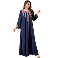 Nouvelle Robe Longue Ample et Élégante pour Femme en Polyester Brodé Floral Turc, Style Commercial Tendance
