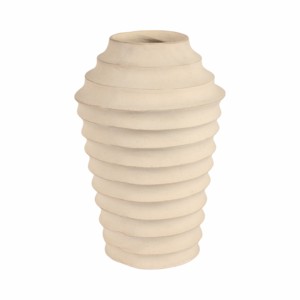 Vaso Scultoreo Scanalato Ecomix, Vaso Moderno per Fiori da Esposizione in Soggiorno con Texture Stratificata - Product Image 3