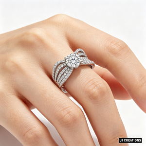 Bague de mariage personnalisée en or 14 carats plaqué or, diamant de laboratoire de qualité VS 1,00 carat taille brillant, certifié IGI, avec sertissage micro-pavé - Product Image 2