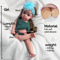 Poupées Reborn en Silicone Plein Corps Réalistes de 20 Pouces, Adorables Bébés Reborn Filles Douces et Lestées avec Cheveux Longs Implantés, Idéales pour Cadeau et Collectionneurs