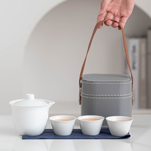 Set da Tè Kung <span class=keywords><strong>Fu</strong></span> Portatile in Porcellana Bianca Minimalista Stile Cinese, per Esterni, Personalizzabile con Logo, Regalo per Riunioni Aziendali Annuali - Product Image 4