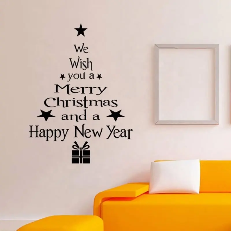 زينة عيد الميلاد المجيد ملصقات جدارية لشجرة الكريسماس ولها حروف ملصقات زجاجية جدارية ملصق زينة لحفلات الكريسماس في غرف المنزل