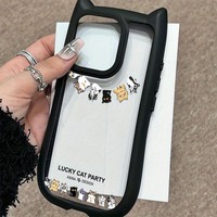 Motif de chats mignons belle coque de téléphone pour iPhone 16 15 14 13 12 11 Pro Max/Pro/Plus Anti-chute couverture arrière souple transparente