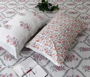 Parure de lit en coton imprimé à la main, motif floral Jaipur, style bohème indien, faite à la main, avec housses de coussin, pour usage domestique, toutes saisons - Product Image 4