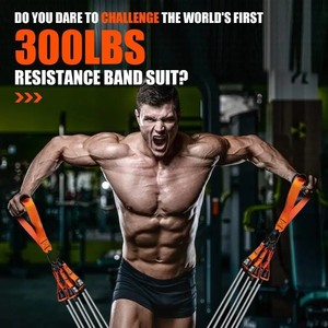 Ensemble de bandes de résistance professionnelles de 300 lb avec poignées et sangles de <span class=keywords><strong>cheville</strong></span>, tubes d'exercice robustes pour la salle de sport à domicile, entraînement complet du corps - Product Image 3