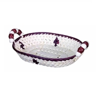 Panier de service vintage en feuilles de palmier, fait main, écologique, à bon prix, pour fruits, pain, rangement, avec poignées, organisateur de table