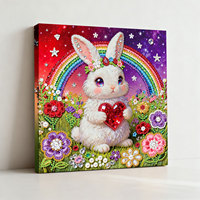 Kits de Peinture Diamant 5D DIY en Forme Spéciale Lapin de Pâques, Fleur et Arc-en-ciel, Art des Pierres Précieuses pour Adultes, Cadeau de Pâques Unique, Vente en Gros