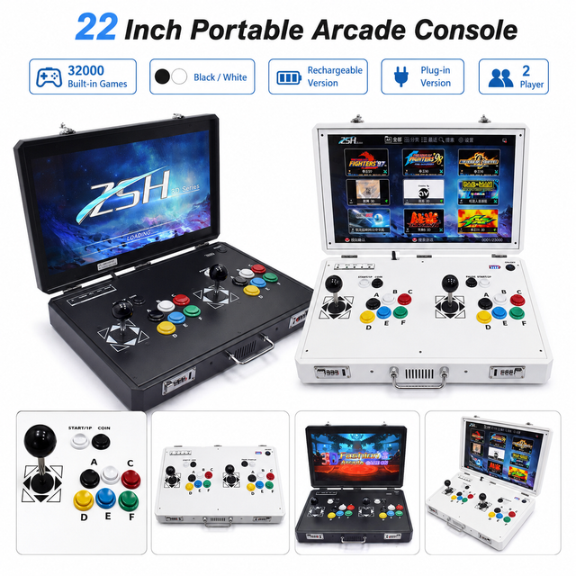 22 Inch Portable Arcade Machine 2 Player Bartop Arcade Cabinet Retro Game Console with 32000 Games