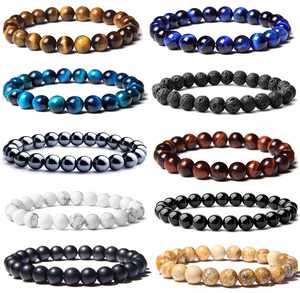 Bracelet naturel perlé de verre coloré, protection EMF, fournisseur d'or, choix de pierres personnalisées - Product Image 1