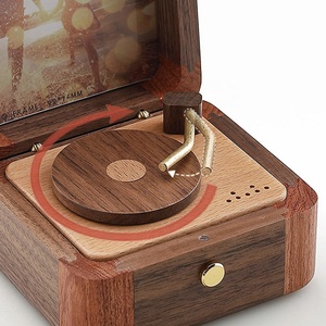 Caja Musical de Gramófono de Madera Maciza Vintage con Marco de Fotos Personalizado, Conmemoración de Aniversario, Regalos Navideños, Venta al por Mayor, OEM Disponible - Product Image 2