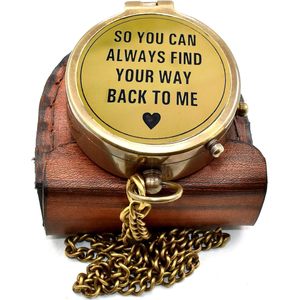 Pocket <b>Compass</b> Engraved Romantic Message With Leather Case Portable Hiking Navigational <b>compass</b> with case - Product Image 3