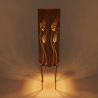 Lampe de jardin géométrique minimaliste en acier Corten, boîte à lumière extérieure en métal rouillé