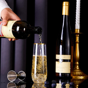 Flûtes <span class=keywords><strong>à</strong></span> Champagne en <span class=keywords><strong>Plastique</strong></span> Transparent Sans Pied de 270 ml, Bord Doré, pour Mariages et Toasts - Product Image 4
