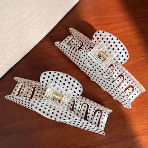 Nouvelles pinces à cheveux rétro pour femmes, noires, rouges, blanches, à petits pois, imprimées à pois, en PVC, accessoires pour queue de cheval, pinces à cheveux pour dames - Product Image 4