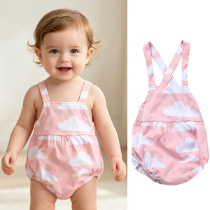 Tutina in Cotone per Neonata, Senza Maniche, con Stampa a Nuvole, <span class=keywords><strong>Abbigliamento</strong></span> Estivo Casual per Neonati, Vendita all'Ingrosso - Product Image 1