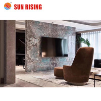 Villa Decor Carrelage de luxe en pierre naturelle polie Carrelage mural Amazonite Granit turquoise Rétro-éclairé Amazonite Marbre vert