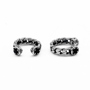 yunnique Fashion <b>Cuff</b> <b>Earrings</b> Stainless Steel Red Rhinestone Bezel Setting For Non Pierced <b>Ears</b> Japanese Korean Style - Product Image 5