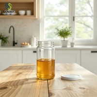 Pot en verre alimentaire rond et haut de 440 ml, transparent, pour coffrets cadeaux et emballages de détail