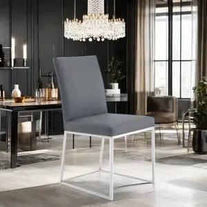 Modern Simple Luxury Upholstered Dining Chair Stainless Steel With PU Leather Seat For Home Furniture Metal Dinning Chair