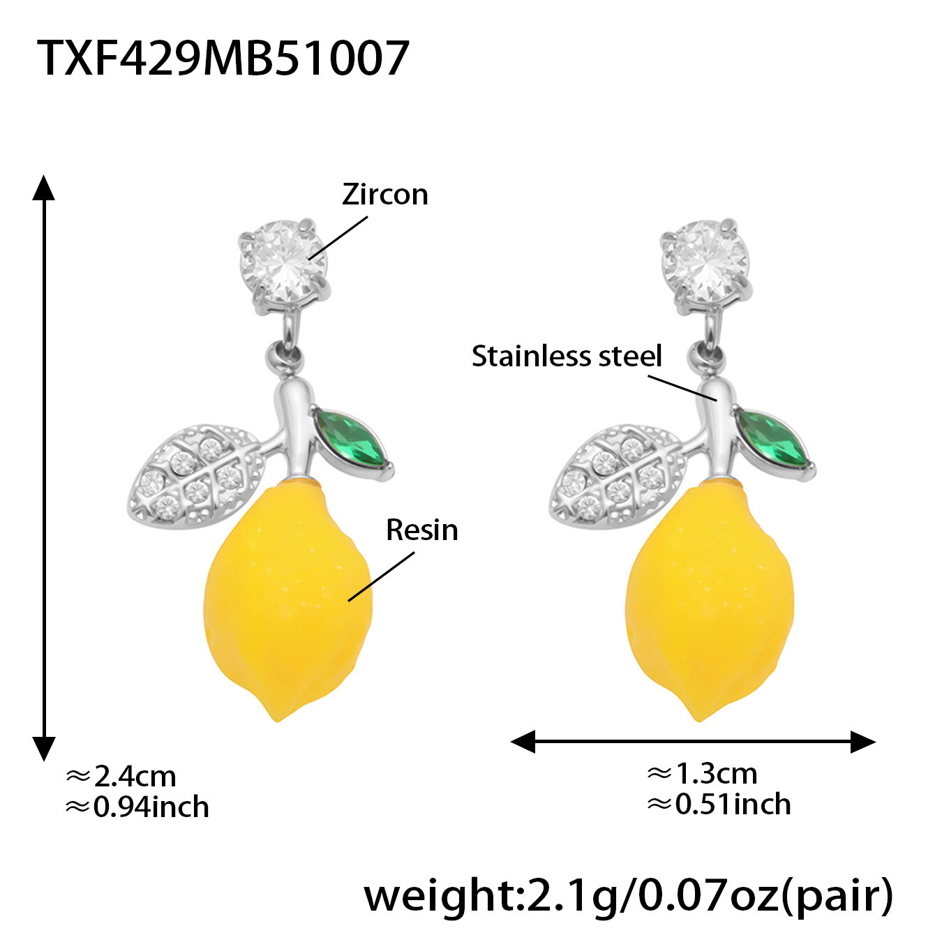 Orecchini pendenti color Txf429-steel limone