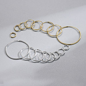 Orecchini a cerchio in oro semplice a cerchio 925 in argento massiccio a caldo produttori di gioielli di moda da donna 925 orecchini in argento - Product Image 3
