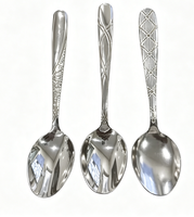 Ensemble de couverts en acier inoxydable durable Or et Argent, cuillère et fourchette, finition poli miroir, vaisselle occidentale en gros